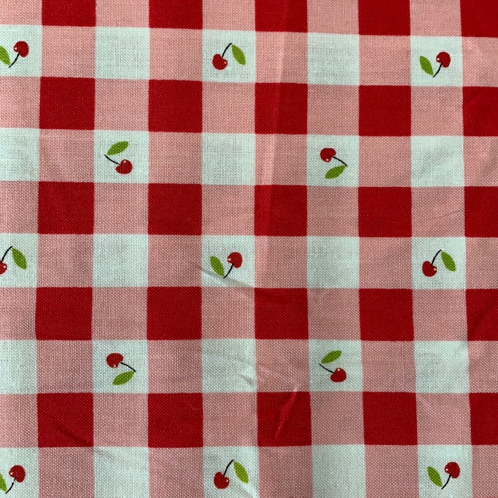 Gingham Cherry Quilt Fabric (1 yard)